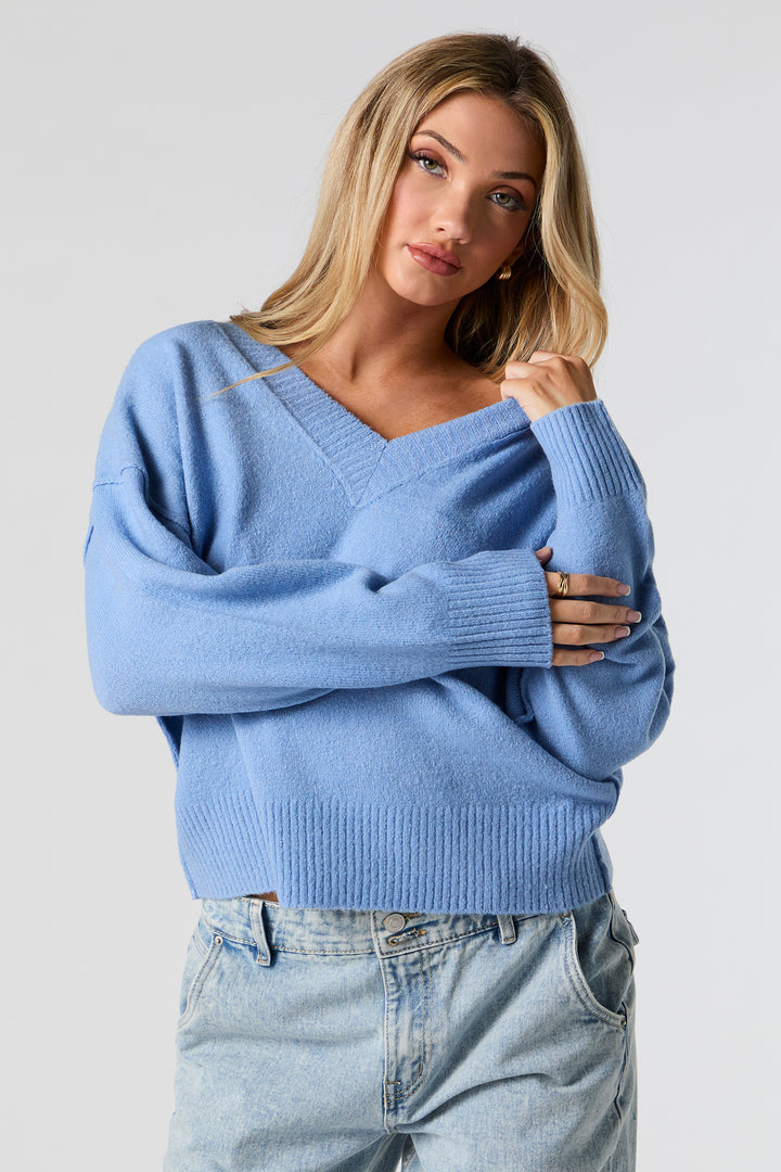 Mossy Knit V-Neck Sweater