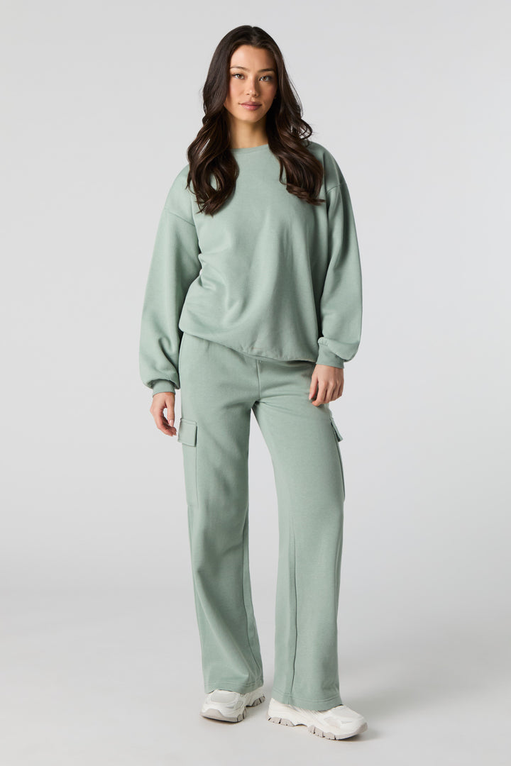 Fleece Wide Leg Cargo Sweatpant