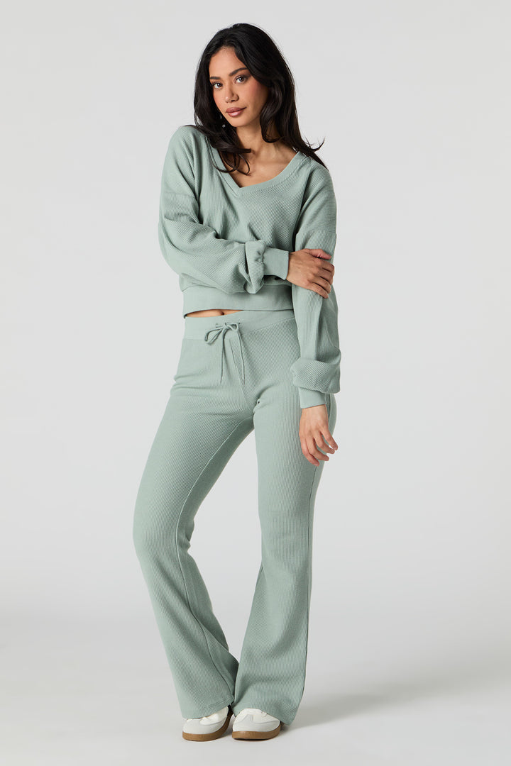 Waffle Knit Flare Sweatpant
