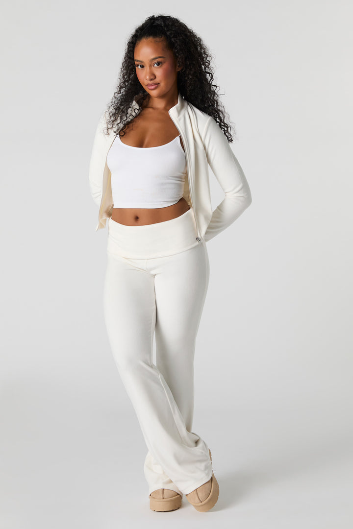 Pantalon évasé en velours à taille repliée