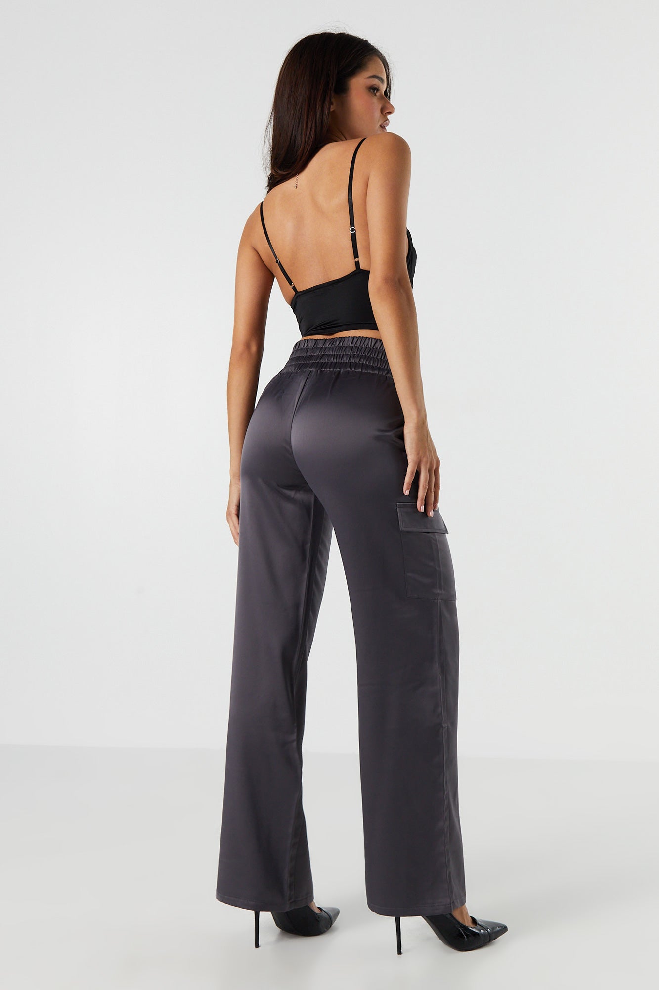 Satin Wide Leg Cargo Pant – Urban Planet