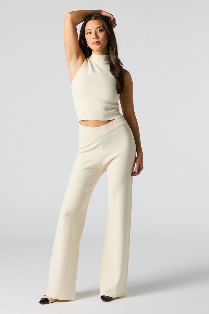 Pantalon à jambe large en tricot