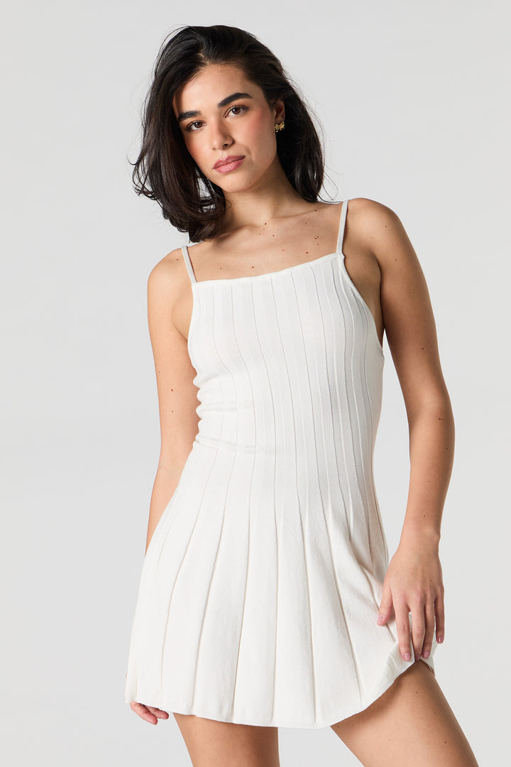 Pleated Knit Mini Dress