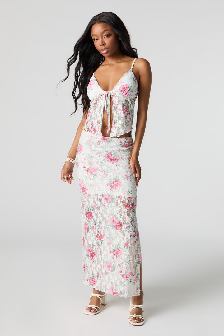 Jupe maxi en dentelle fleurie