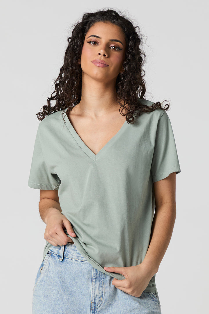 T-shirt décontracté à encolure en V