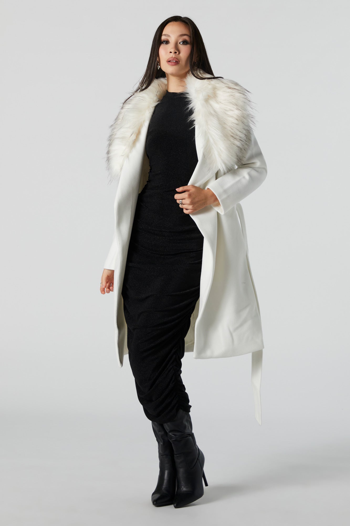 Faux Fur Collared Coat