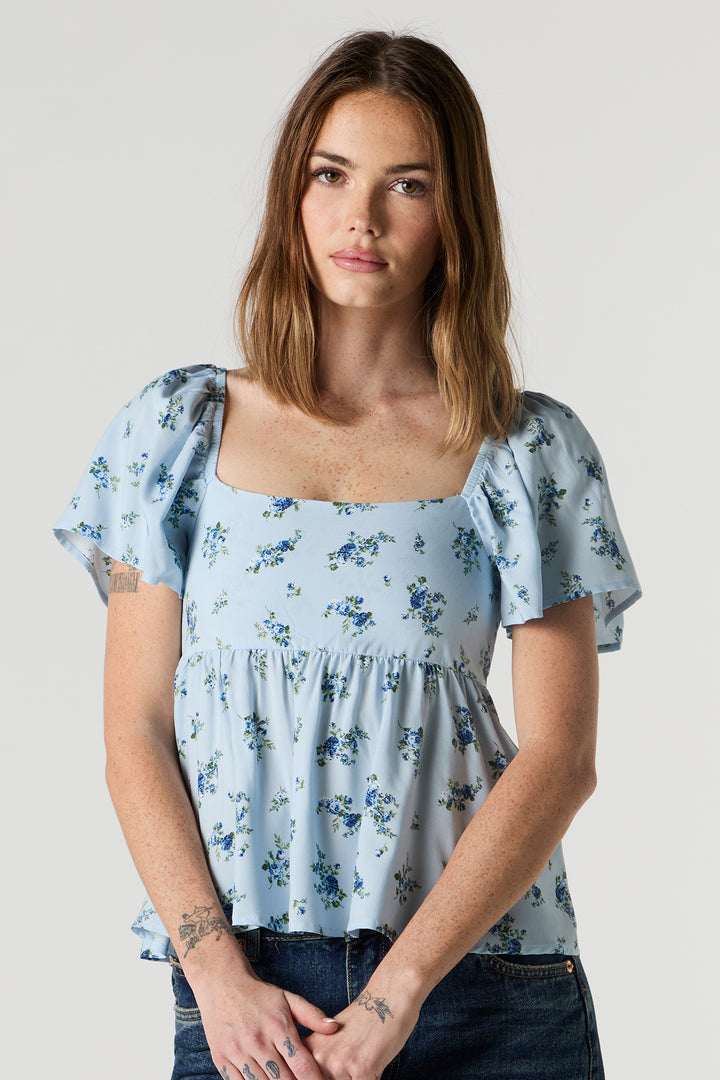 Floral Short Sleeve Milkmaid Top