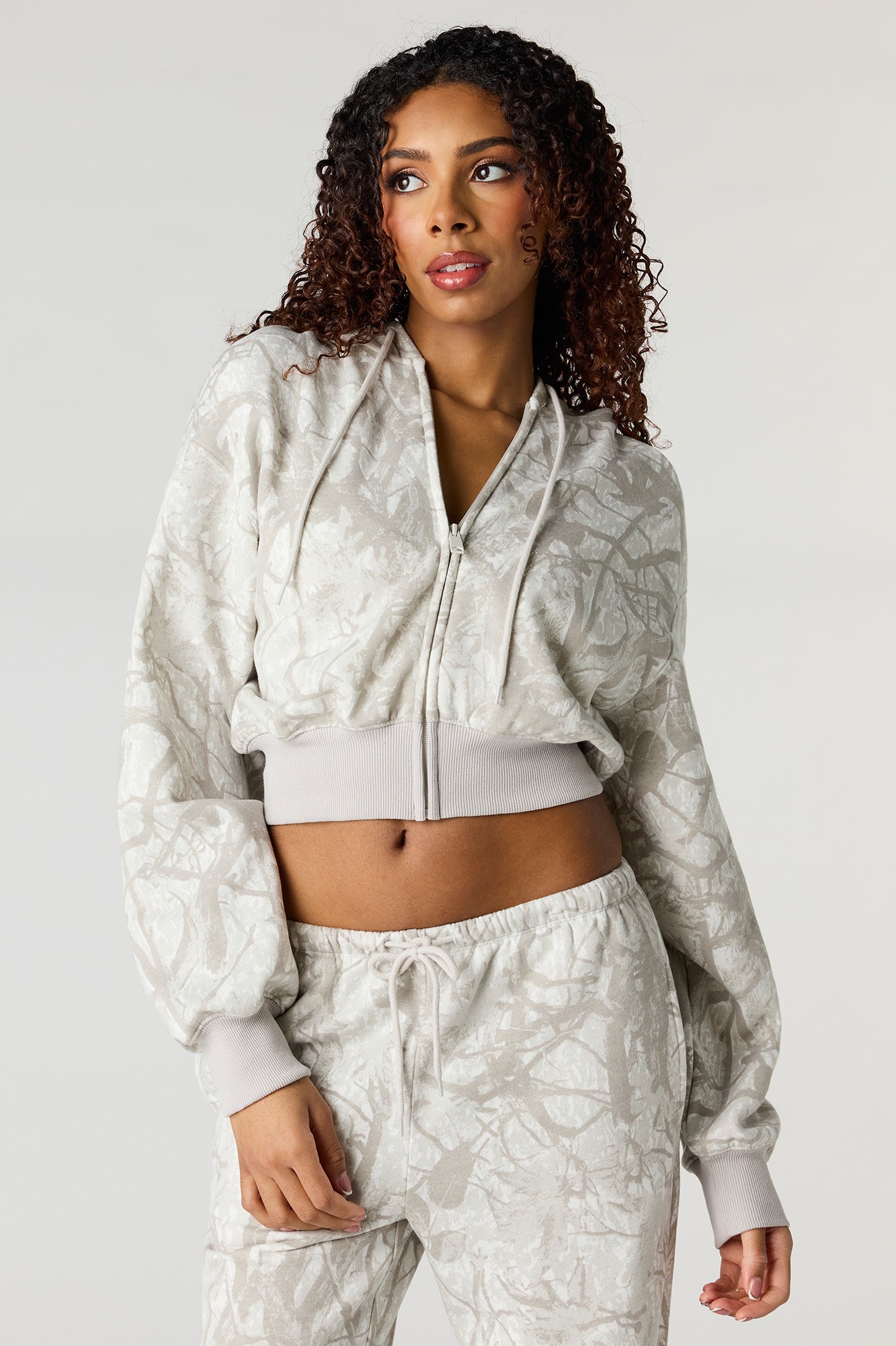 Oversized Cropped Zip-Up Hoodie – Urban Planet