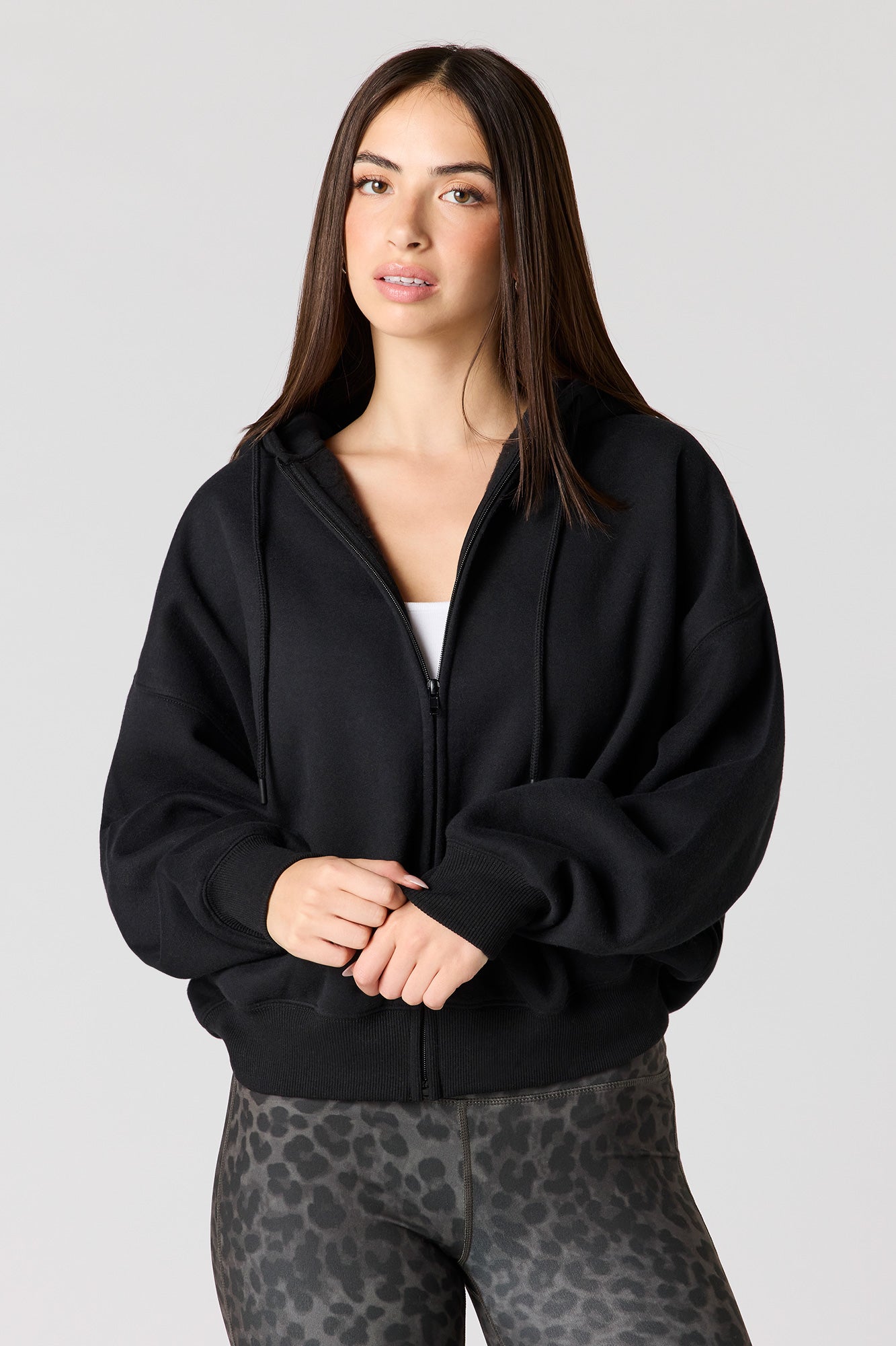 Boxy Zip-Up Fleece Hoodie – Urban Planet