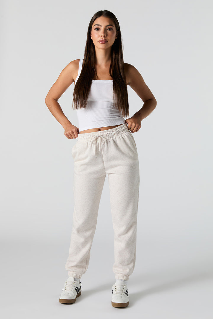Jogger en molleton uni à taille haute