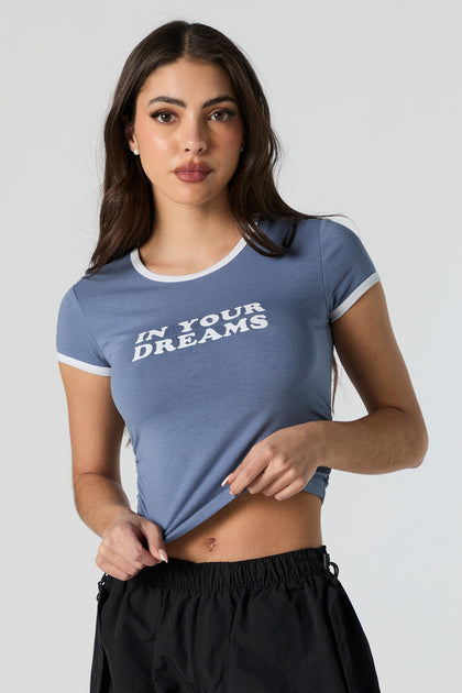 T-shirt ultracourt cintré à imprimé In Your Dreams