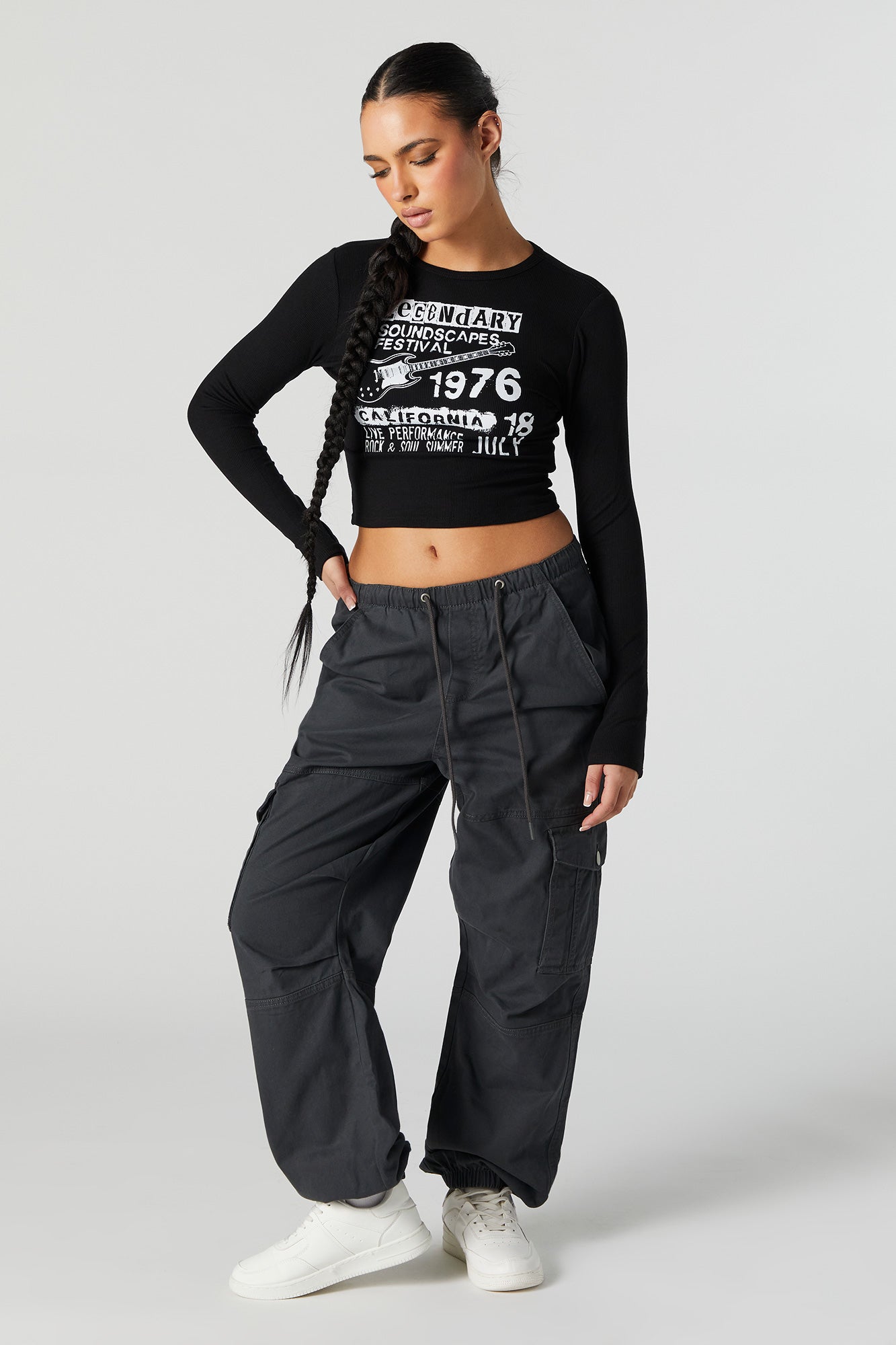 Soundscapes Festival Graphic Long Sleeve Crop Top