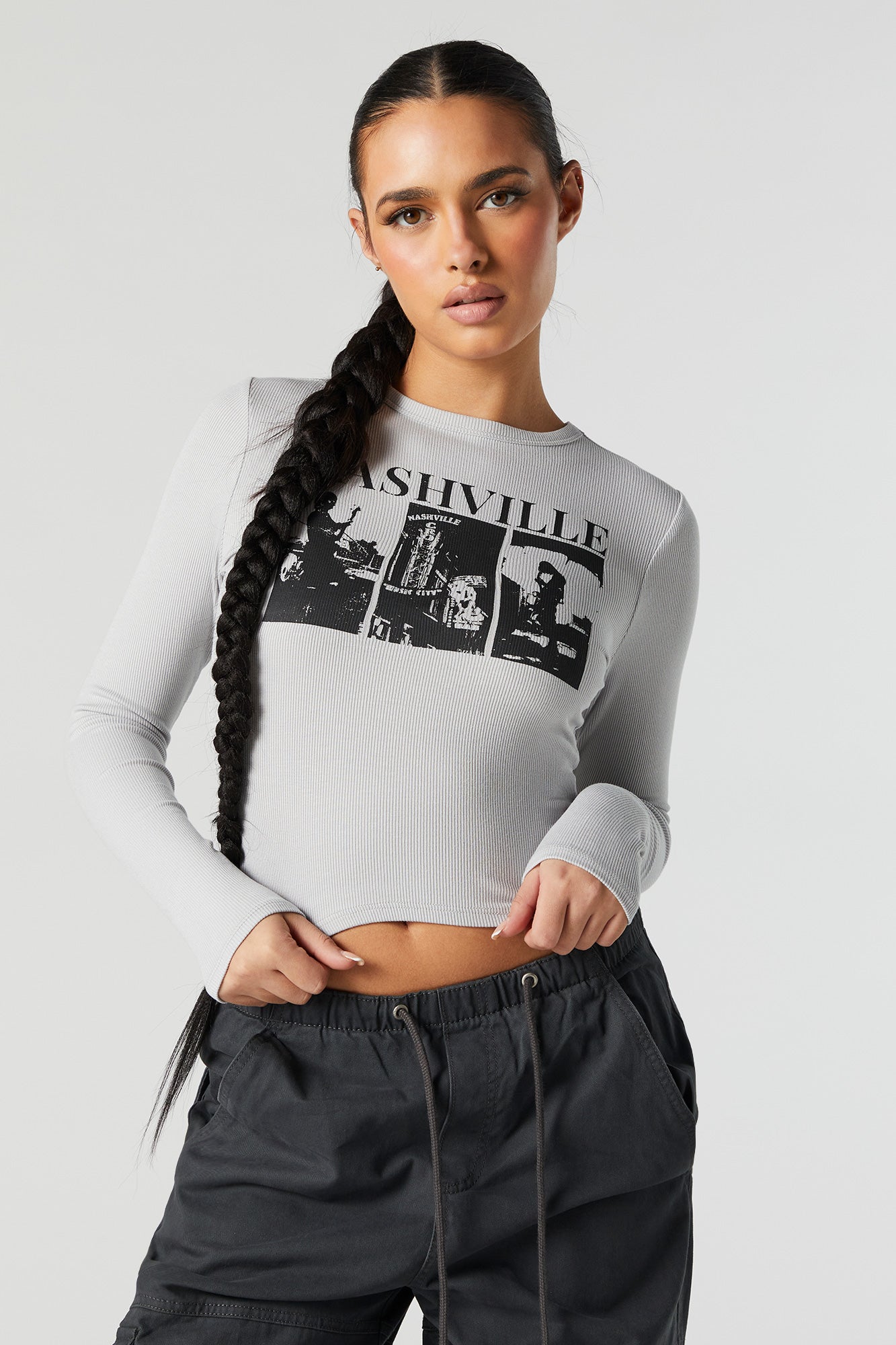Grey Sommer Ray Active Seamless Long Sleeve Top – Charlotte Russe