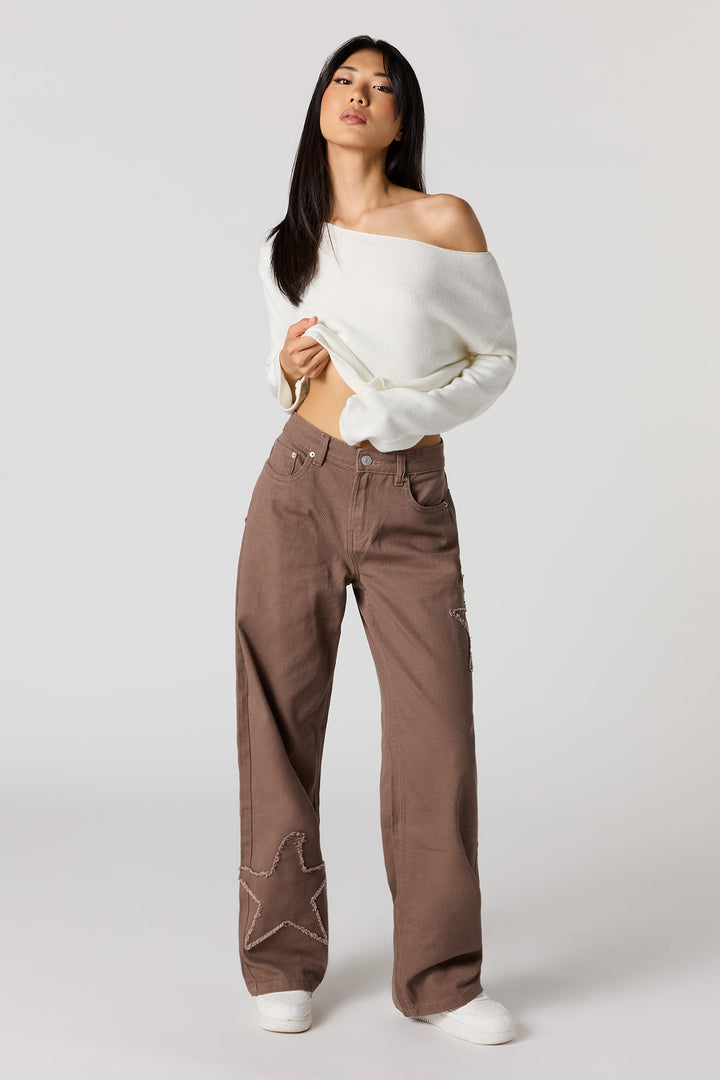 Pantalon baggy à taille basse avec étoiles
