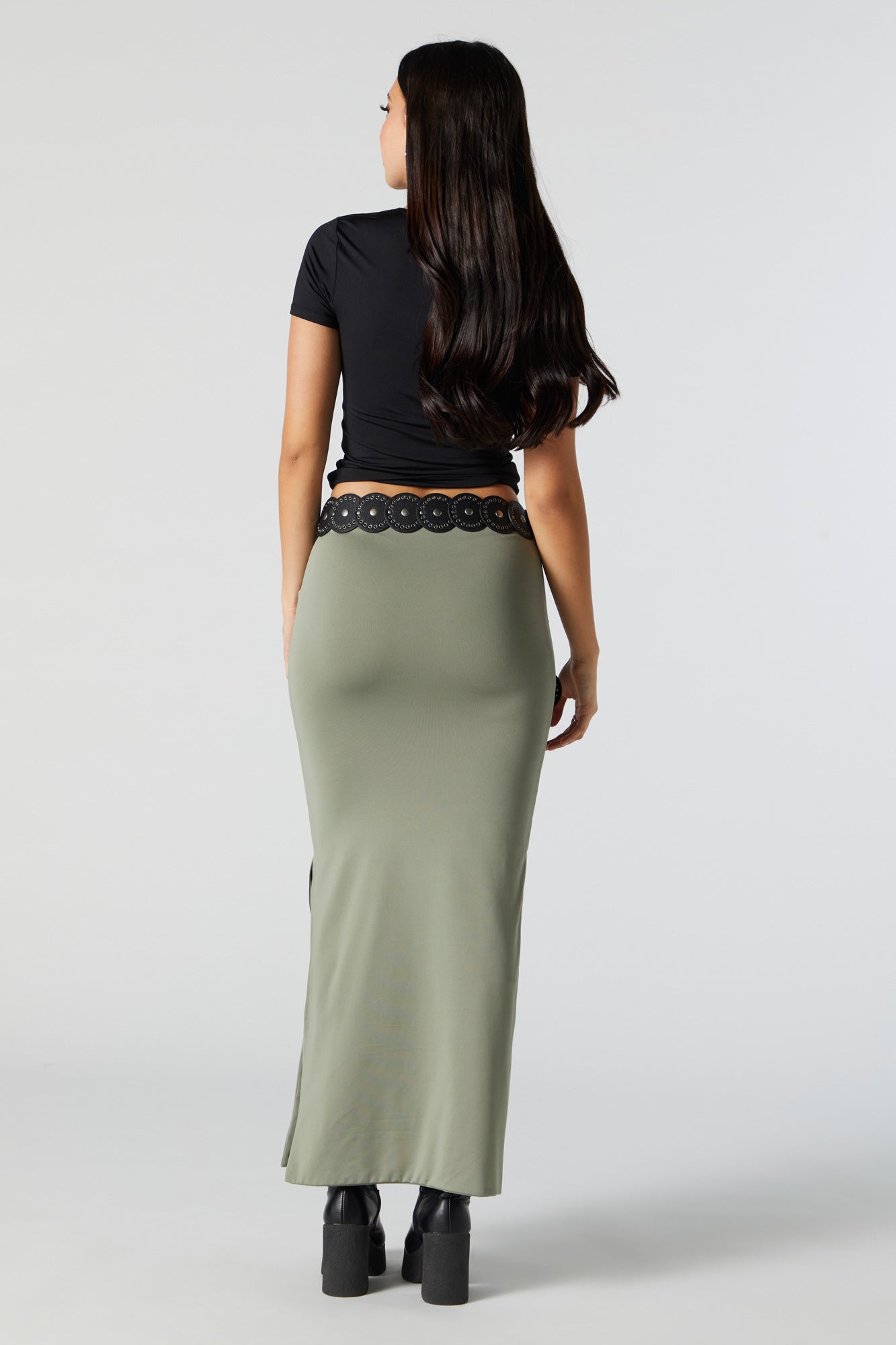 Khaki green clearance maxi skirt