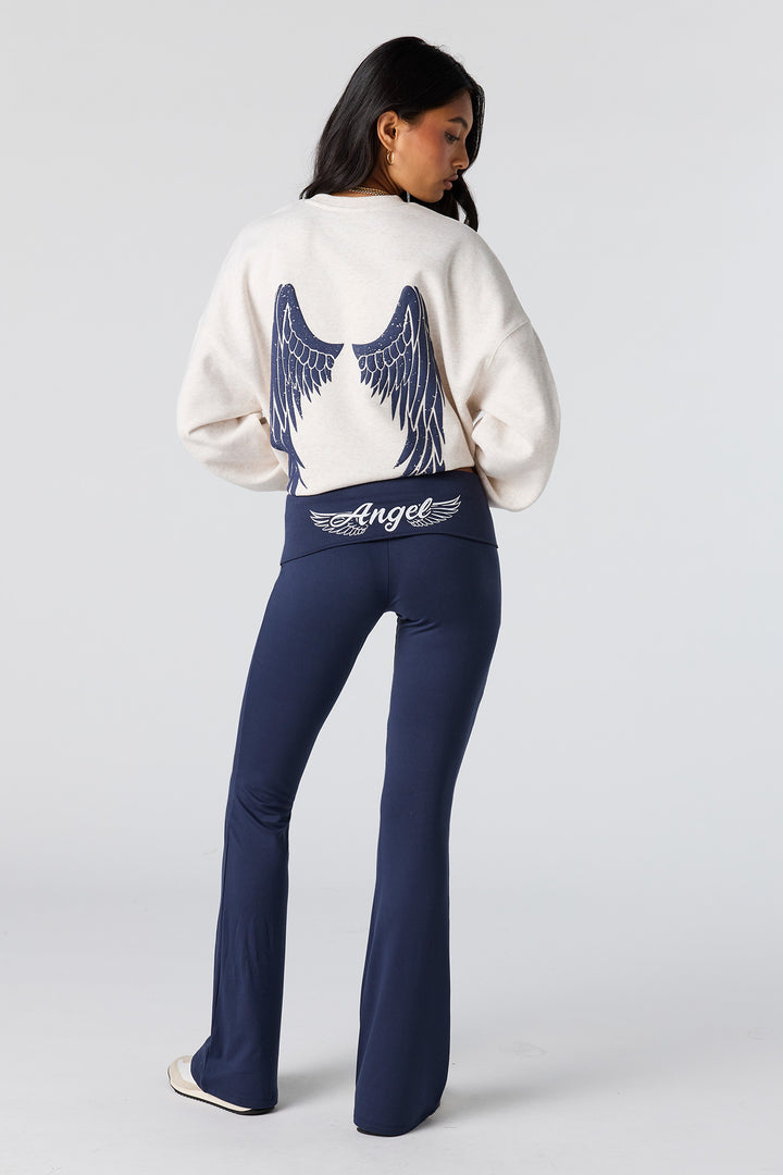 Pantalon à taille repliée avec imprimé