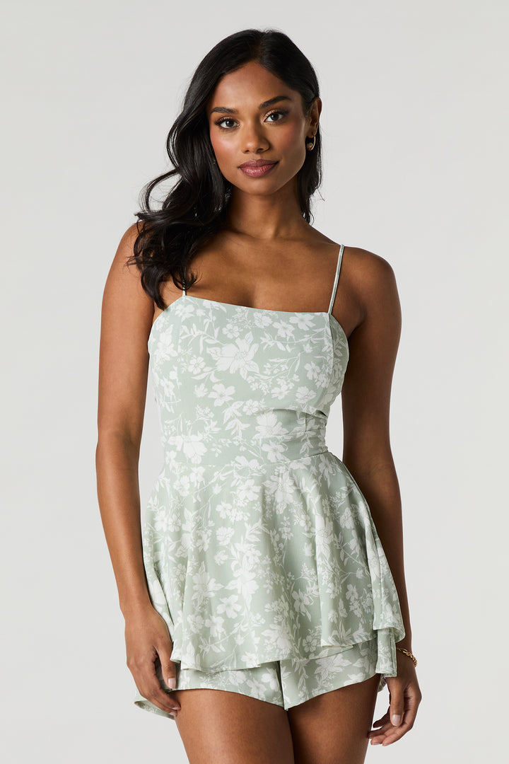 Floral Tie Back Tiered Romper