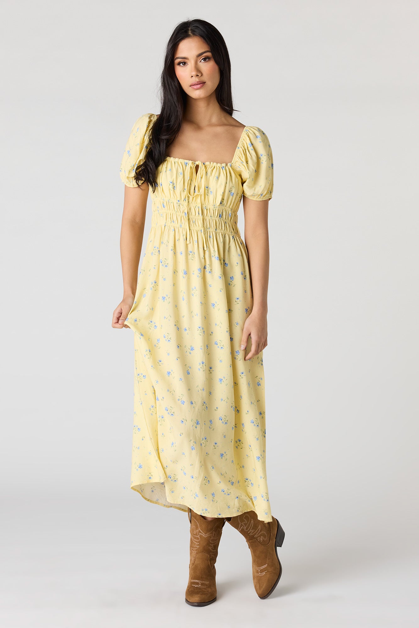 Floral Puff Sleeve Midi Dress – Urban Planet