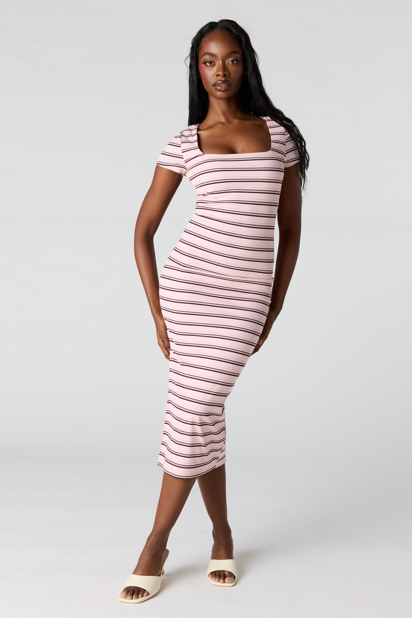 square neck bodycon midi dress Ribbed Square Neck Bodycon Midi Dress – Urban Planet