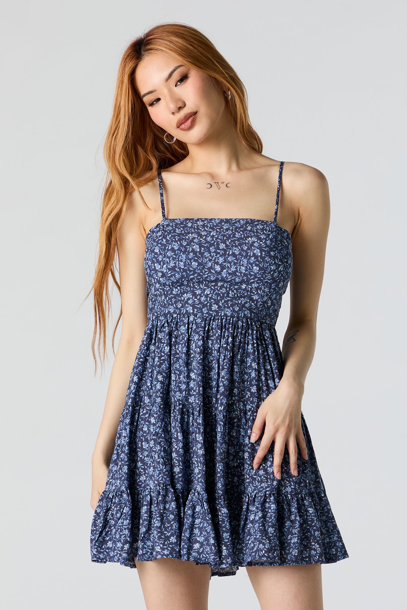 Floral Tiered Mini Dress with Built In Bra Cups – Urban Planet