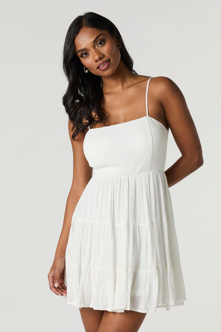 Tiered Mini Dress with Built-In Cups