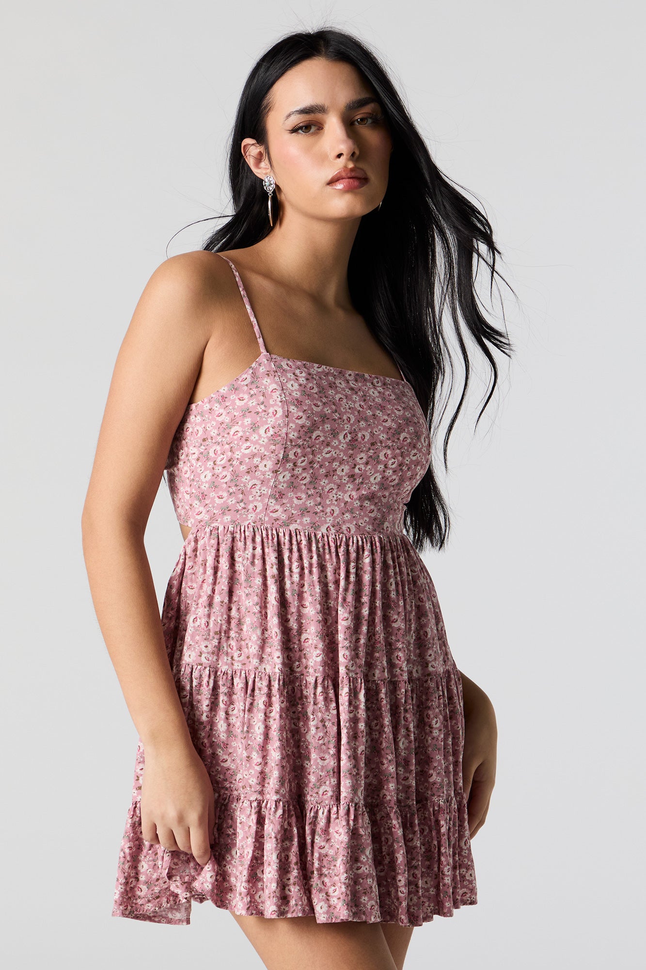 Floral Tiered Mini Dress with Built In Bra Cups – Urban Planet