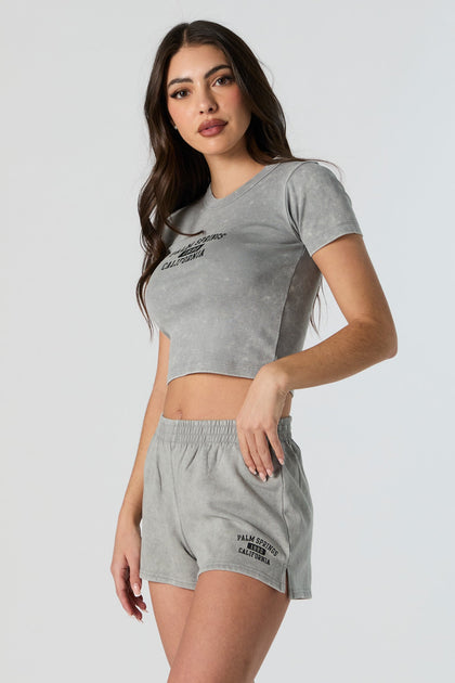 Palm Springs Graphic Washed Fleece Short