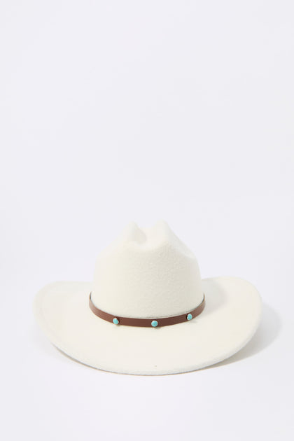 Chapeau de cowboy en similisuède avec liséré de pierres