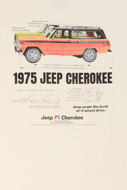 T-shirt de coupe garçonne à imprimé 1975 Jeep Cherokee