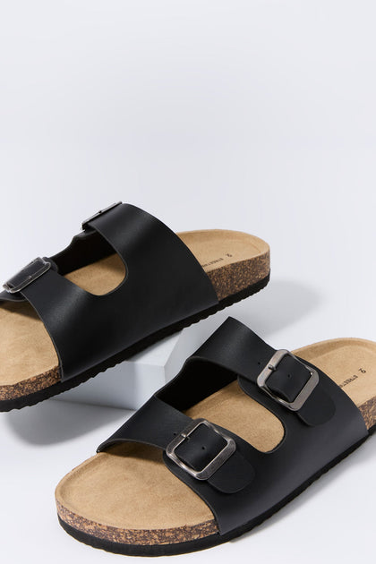 Black Cork Buckled Sandals