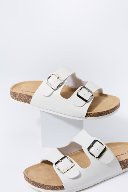 White Cork Buckled Sandals