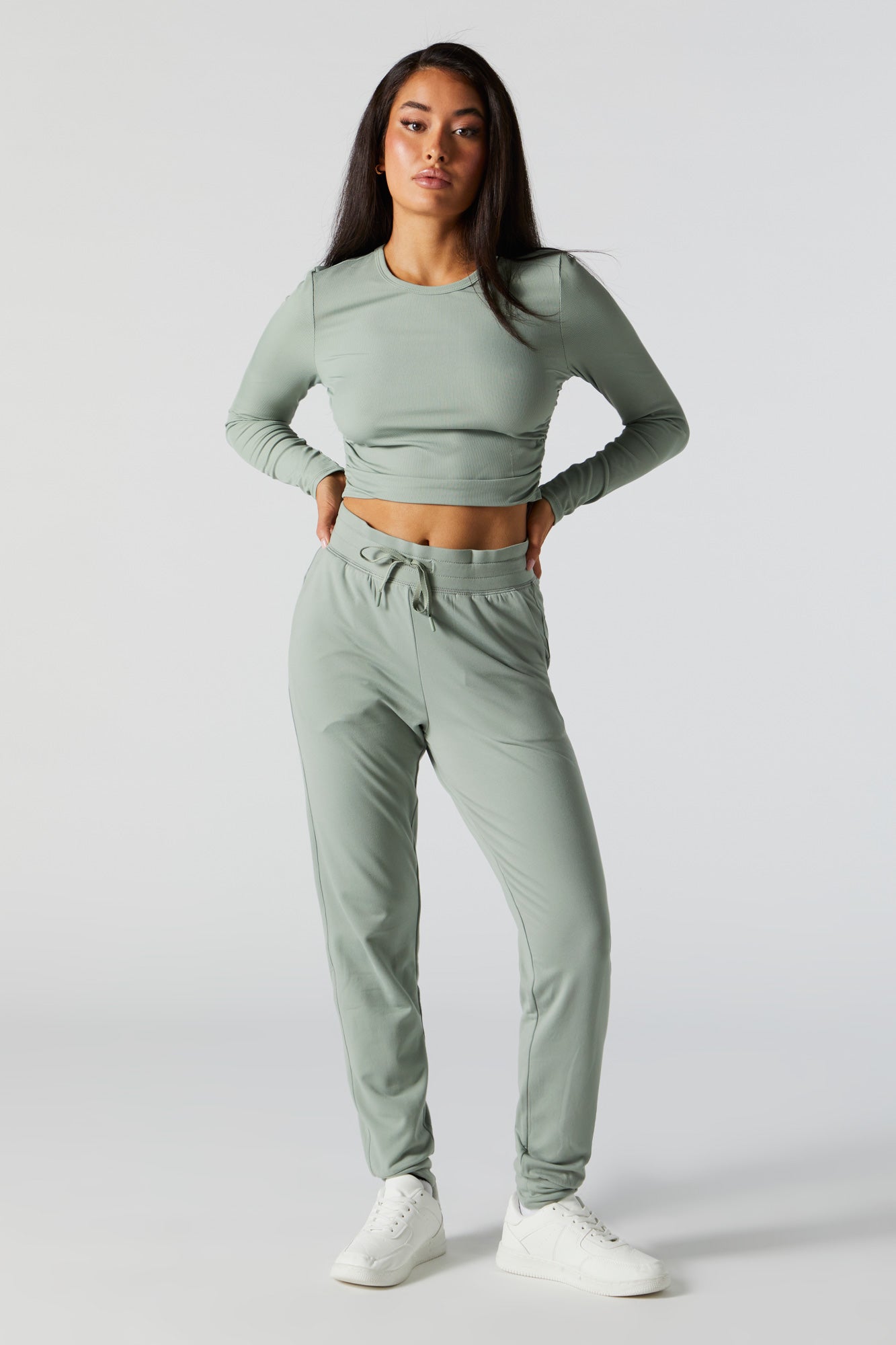 Active Side Cinched Long Sleeve Crop Top – Urban Planet