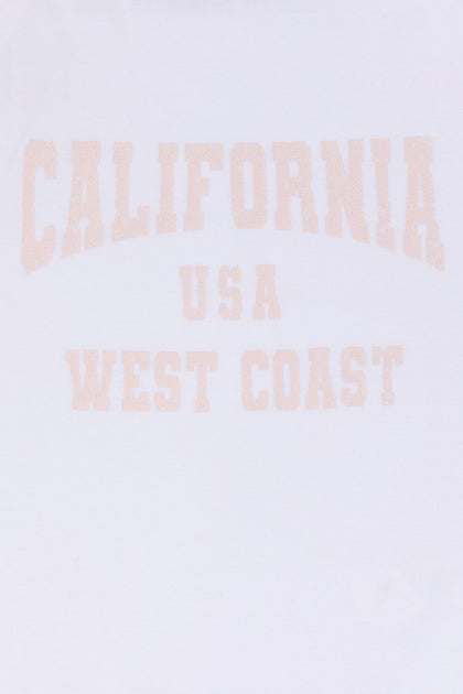 T-shirt raglan ultracourt à imprimé California