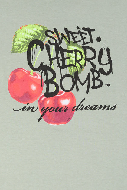T-shirt de coupe garçonne à imprimé Sweet Cherry Bomb