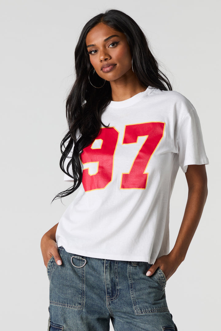 T-shirt de coupe garçonne à imprimé de style universitaire 97