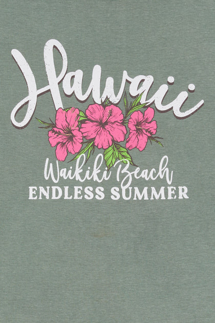 T-shirt ultracourt à imprimé Hawaii