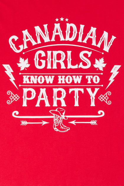 T-shirt de coupe garçonne à imprimé Canadian Girls Party