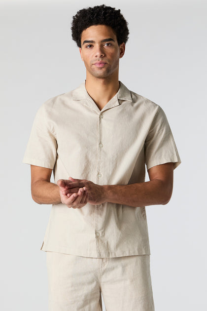 Collared Button-Up Short Sleeve Top