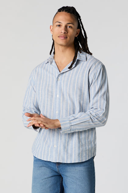 Striped Linen Button-Up Top