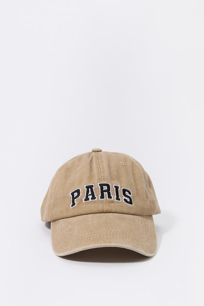Casquette de baseball délavée avec motif brodé Paris