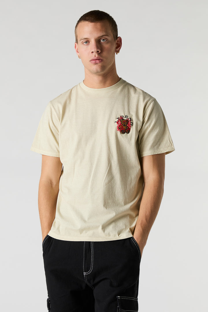 T-shirt délavé avec motif brodé