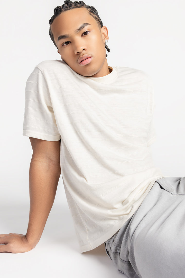 T-shirt texturé rayé