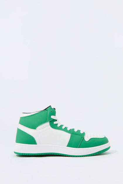 Faux Leather Colourblock High Top Sneaker