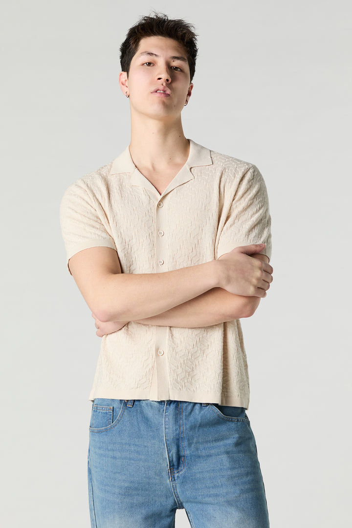 Haut boutonné en tricot texturé
