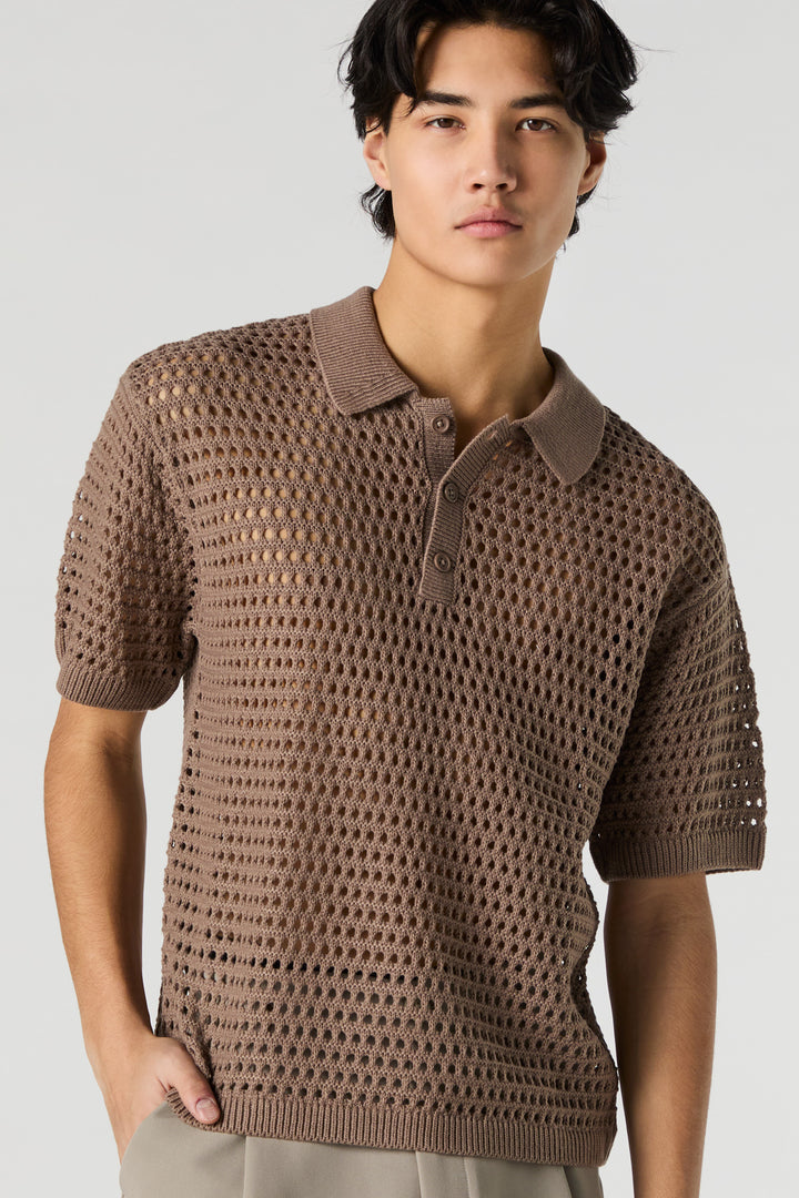 Polo en tricot ajouré