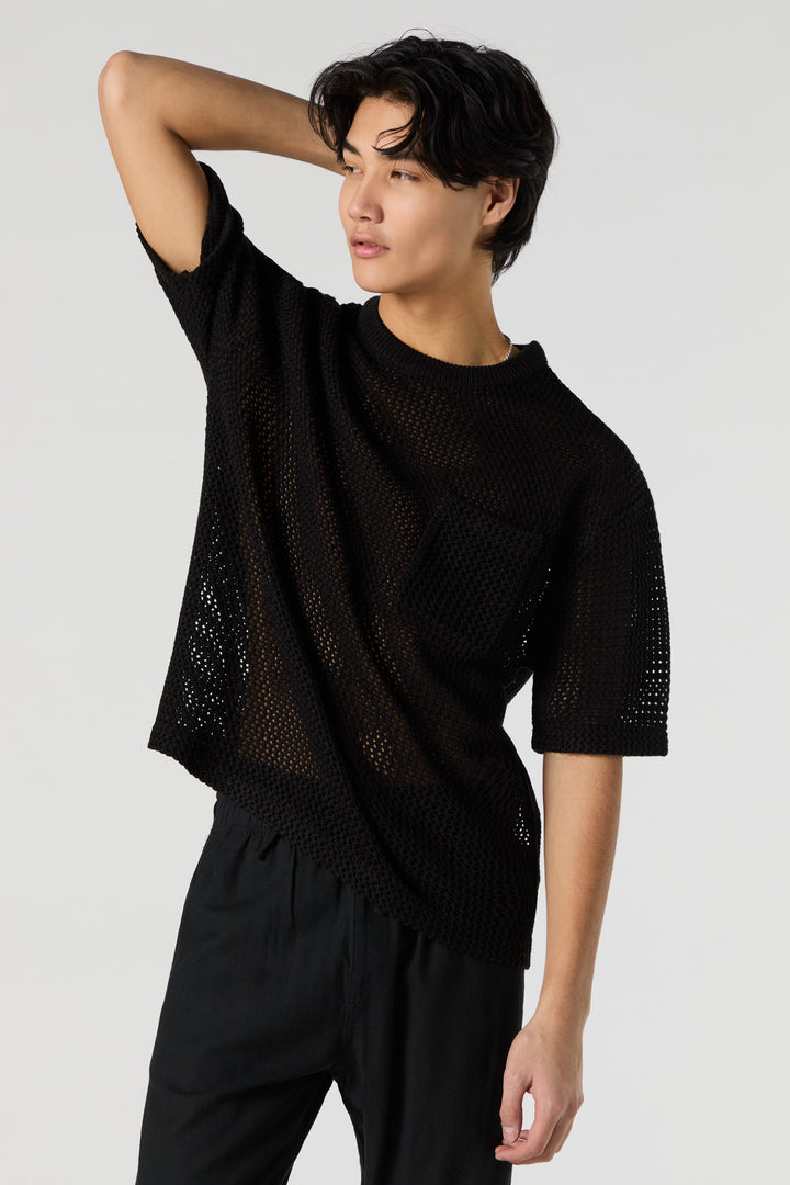 T-shirt décontracté en tricot ajouré