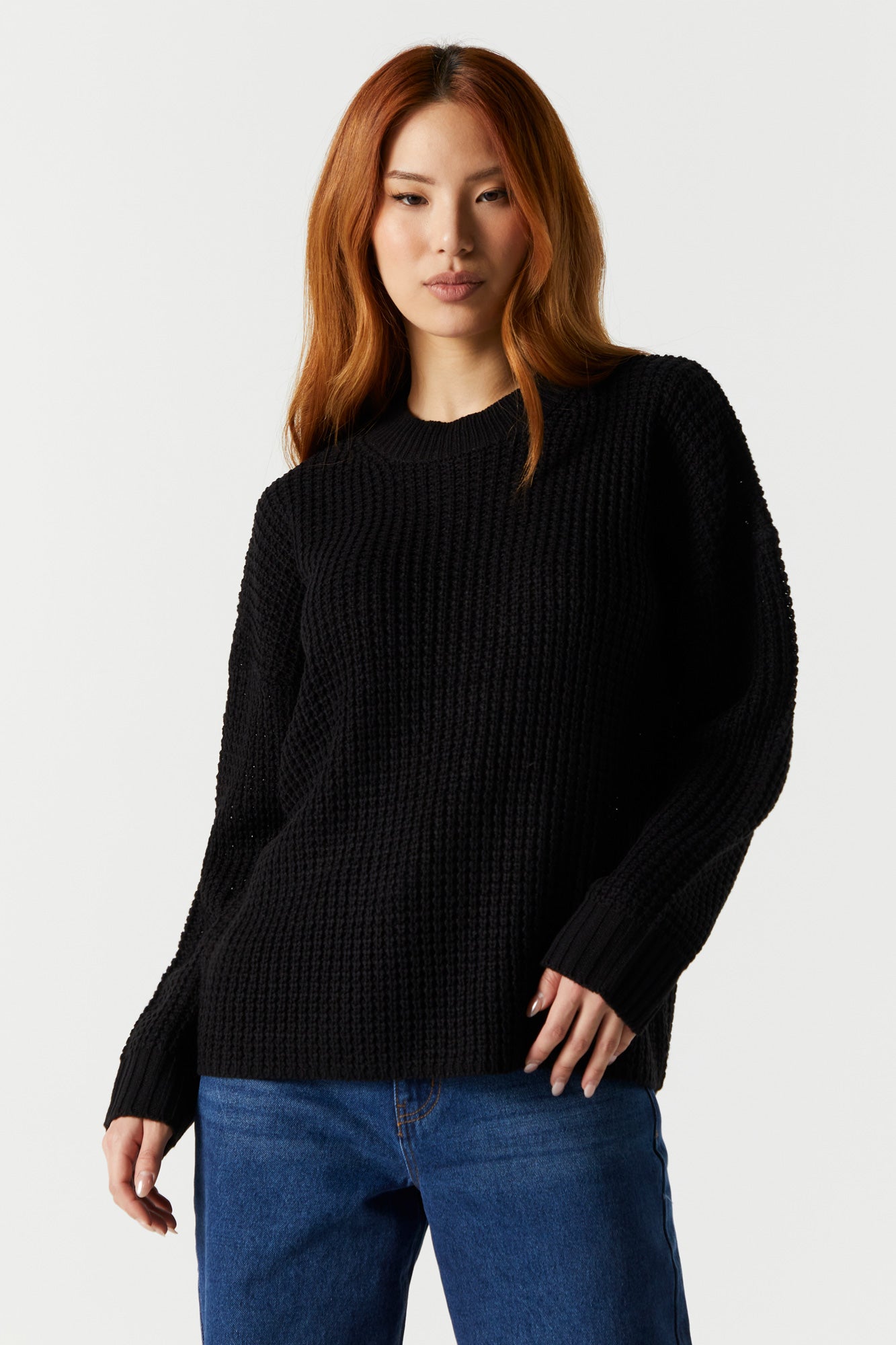 Oversized Waffle Knit Sweater – Urban Planet