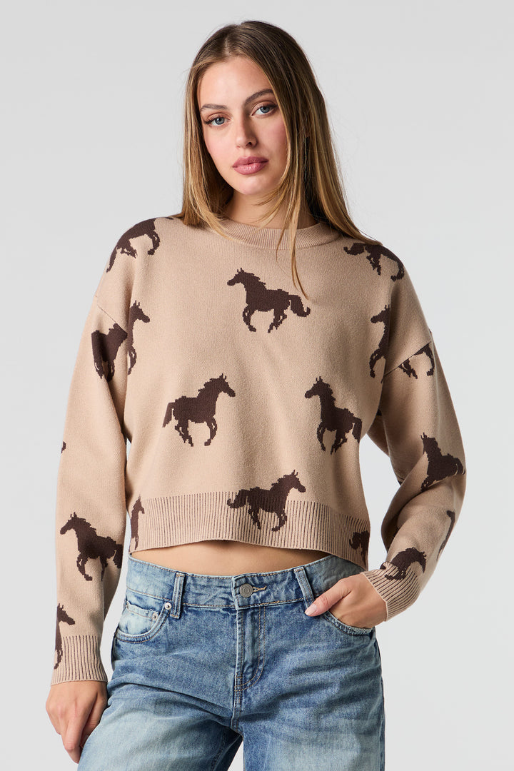 Jacquard Knit Crop Sweater