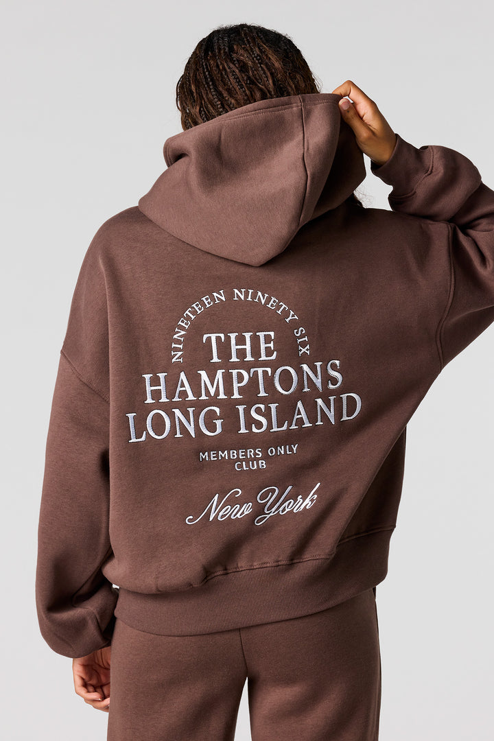The Hamptons Embroidered Boxy Fleece Hoodie