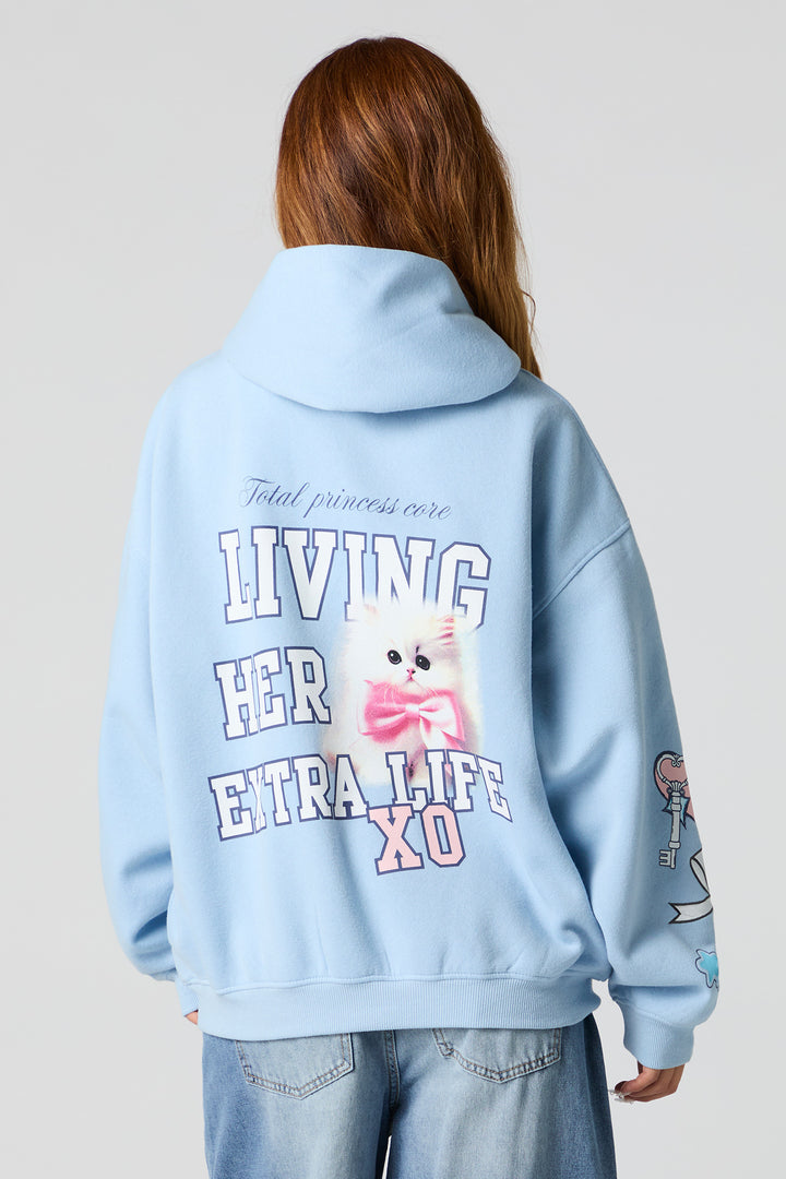 Embroidered & Graphic Oversized Fleece Hoodie